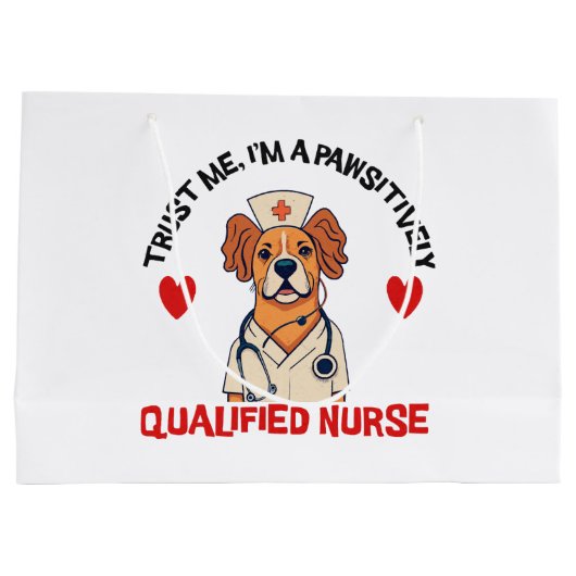 Qualifizierte Krankenschwester pawsitiv Große Geschenktüte (Rückseite)