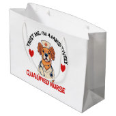 Qualifizierte Krankenschwester pawsitiv Große Geschenktüte (Rückseite Schrägansicht)