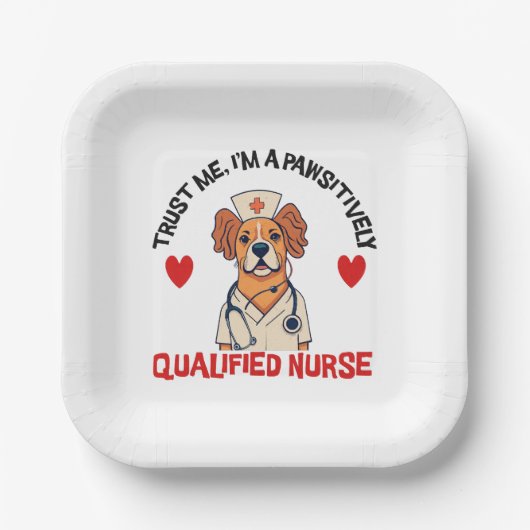 Qualifizierte Krankenschwester pawsitiv Pappteller (Vorderseite)