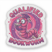 Qualifizierter Bücherwurm Aufkleber Büchernarr Süß (Vorderseite)