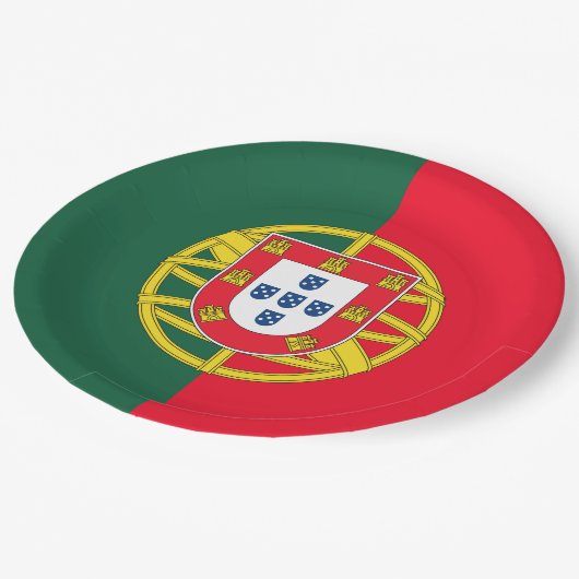 Qualität der portugiesischen Flagge Pappteller (Schrägansicht)