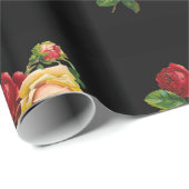 Qualität Vintage Rose - Geschenkpapier schwarz (Rolleneckpunkt)