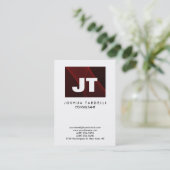 Qualitativ braun rot und weiß Monogramm Einzigarti Visitenkarte (Stehend Vorderseite)