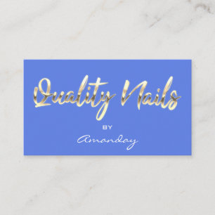 Qualitäts-Nails Script QR Code Logo Blue Gold Visitenkarte