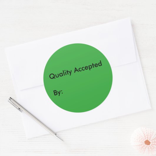Qualitätsangenommene Aufkleber mit Unterschriftenb (Umschlag)