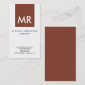 Qualitätsbraun-weißes Monogramm-Elegant einzigarti Visitenkarte (Vorne/Hinten)