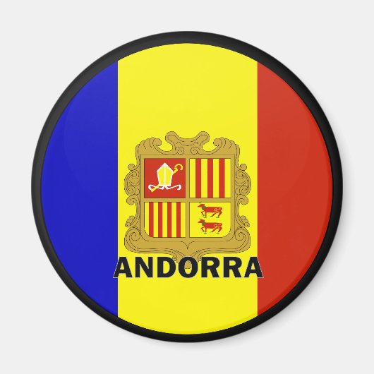 Qualitätsflagge Andorra Roundel Magnet (Vorne)