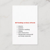 Qualitätsmalerei Visitenkarte (Rückseite)