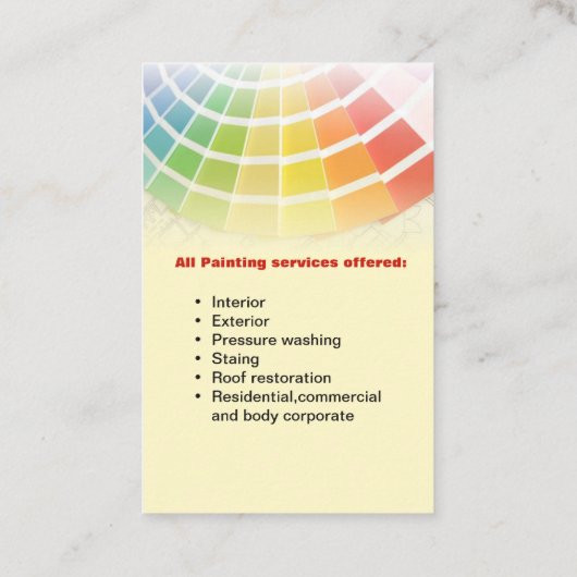 Qualitätsmalerei Visitenkarte (Rückseite)