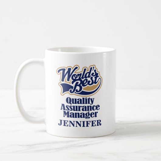 Qualitätssicherungs-Manager-personalisiertes Kaffeetasse (Links)