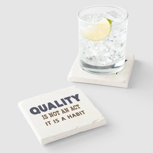 Qualitätstitel, Qualität ist kein Akt, sondern Gew Steinuntersetzer (Seitenansicht)