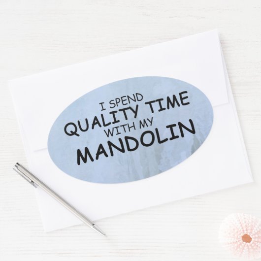 Qualitätszeit Mandolin Oval Sticker (Umschlag)