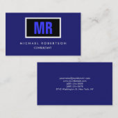 Quality Black Midnight Blue Monogram Unique Visitenkarte (Vorne/Hinten)