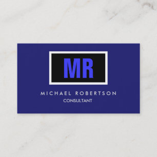 Quality Black Midnight Blue Monogram Unique Visitenkarte