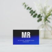 Quality Black Midnight Blue Monogram Unique Visitenkarte (Stehend Vorderseite)