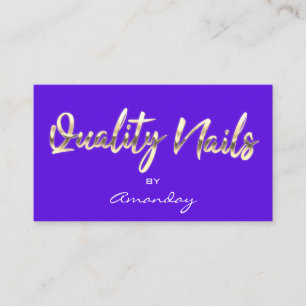Quality Nails Script QR Code Logo Blue Visitenkarte