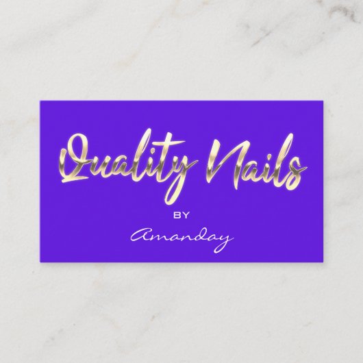 Quality Nails Script QR Code Logo Blue Visitenkarte (Vorderseite)