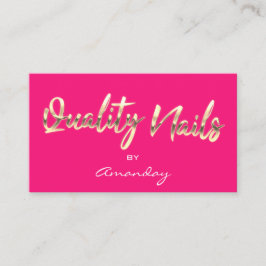 Quality Nails Script QR Code Logo Candy Pink Visitenkarte