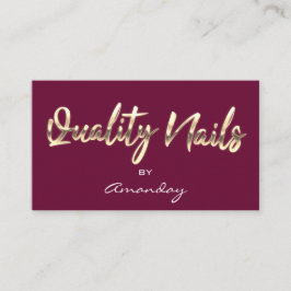 Quality Nails Script QR Code Logo Rose Marsala Visitenkarte