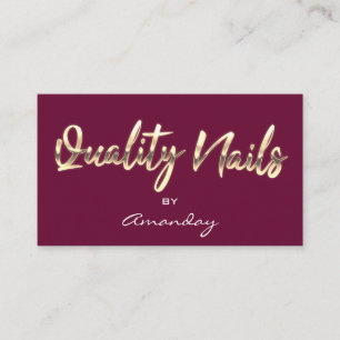 Quality Nails Script QR Code Logo Rose Marsala Visitenkarte