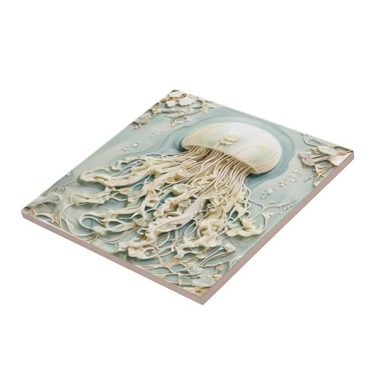 Qualle Art Nouveau Imitats Relief Minze Creme Whit Fliese (Seite)