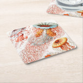 Qualle, Discomedusae von Ernst Haeckel Rechteckiger Pappuntersetzer (angewinkelt)