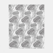 Qualle-Gekritzel Fleecedecke (Vorderseite)