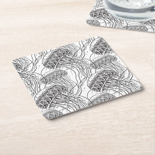 Qualle-Gekritzel Rechteckiger Pappuntersetzer (angewinkelt)