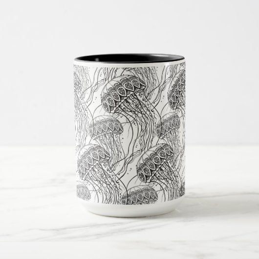 Qualle-Gekritzel Tasse (Zentrum)