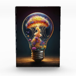 Qualle Glühbirne strahlt surreale Fantasiekunst Fotoblock