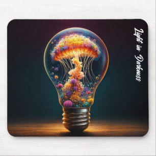 Qualle Glühbirne strahlt surreale Fantasiekunst Mousepad