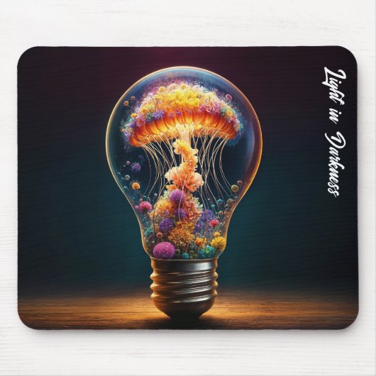 Qualle Glühbirne strahlt surreale Fantasiekunst Mousepad (Vorne)