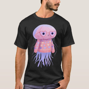 Qualle in einem Pullover, die eine Herzbrille träg T-Shirt