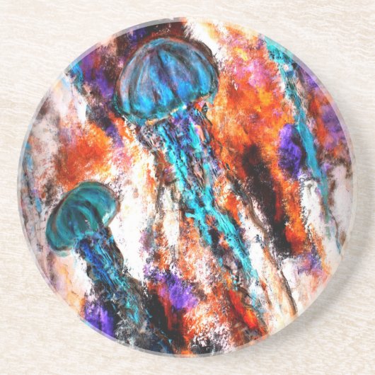 Qualle Jump Electric Sandstein Untersetzer (Vorne)