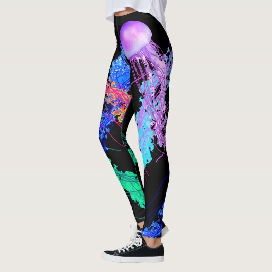 Quallen 2.0 auf Schwarz - Leggings (Links)