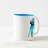Quallen Aquarell Aquarell farbig, modern, aquatisc Zweifarbige Tasse (VorderseiteRechts)