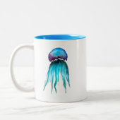 Quallen Aquarell Aquarell farbig, modern, aquatisc Zweifarbige Tasse (Links)