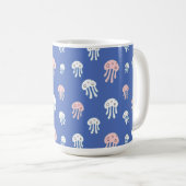 Quallen auf blauem Hintergrund Kaffeetasse (VorderseiteRechts)