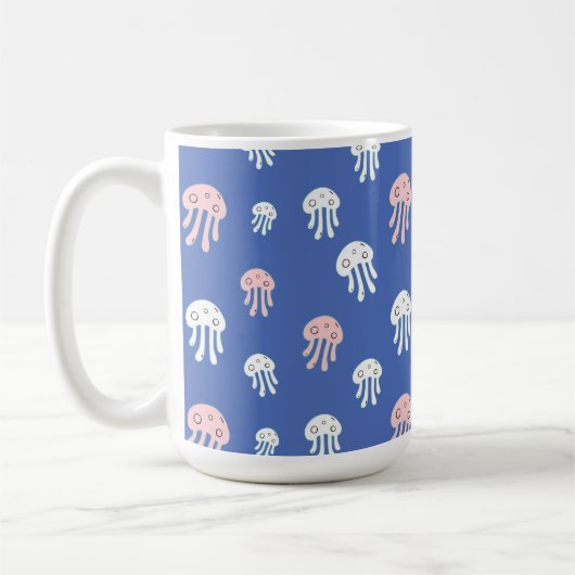 Quallen auf blauem Hintergrund Kaffeetasse (Links)