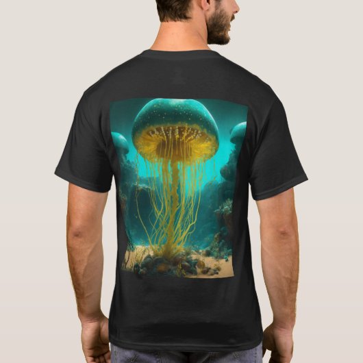 Quallen auf hellschwarzem Papier T-Shirt (Rückseite)