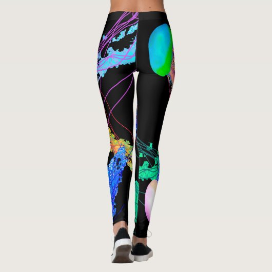 Quallen auf Schwarz - Leggings (Rückseite)