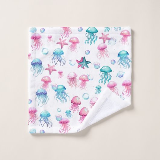 Quallen Badhandtuch Set (Waschlappen)