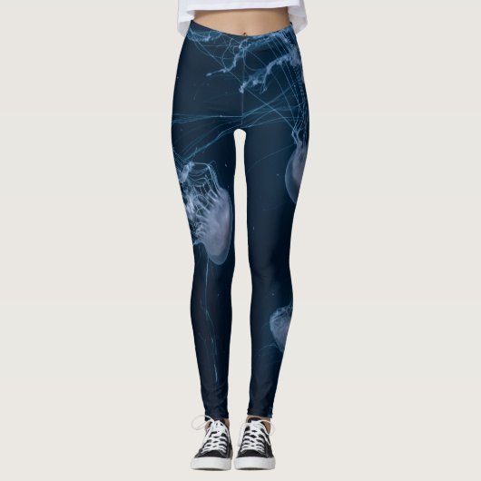 Quallen Blau und Weiße Leggins (Vorderseite)