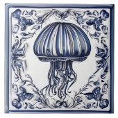 Quallen Blau und Weißer Gelee Fliese (Vorderseite)