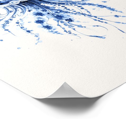 Quallen - Coastal Blue on Beige Wall Art Poster (Ecke)