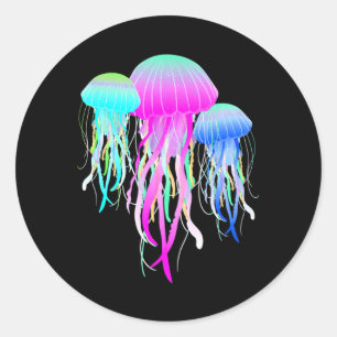 Quallen-Dekoration im Ozean Jelly Fish Sea Animals Runder Aufkleber