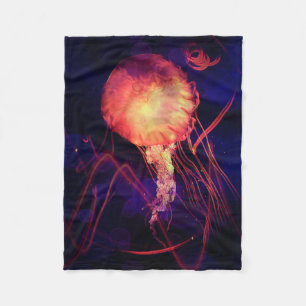 Quallen der Blacklight Electro-Rave Fleecedecke