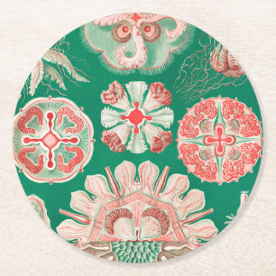 Quallen, Discomedusae von Ernst Haeckel Runder Pappuntersetzer