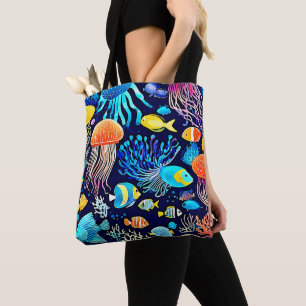 Quallen & Fische: Tiefseelenfreude Tasche