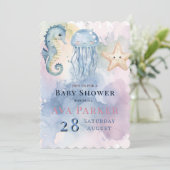 Quallen & Friends Pastel Kinderdusche Einladung (Stehend Vorderseite)